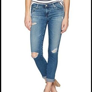 Adriano Goldschmied The Stilt Roll Up Cigarette Distressed Jeans Size 28